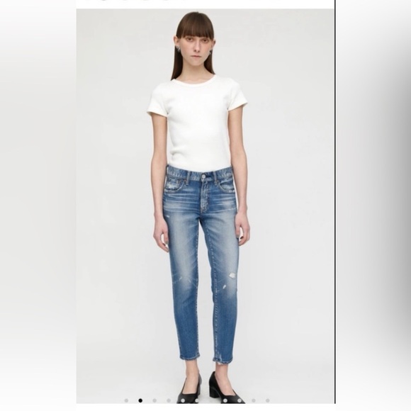 Moussy High Rise Relaxed Fit Distressed Blue Jeans Size 25 - Picture 6 of 6